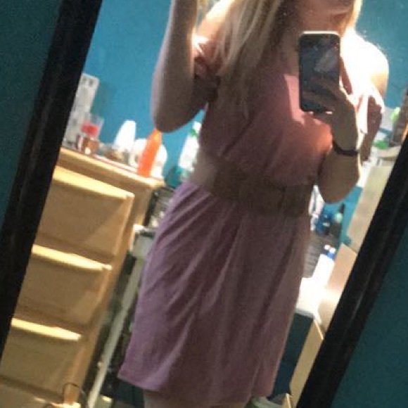 Francesca’s Alya Pink Ruffle Cold-Shoulder Dress - Picture 6 of 7